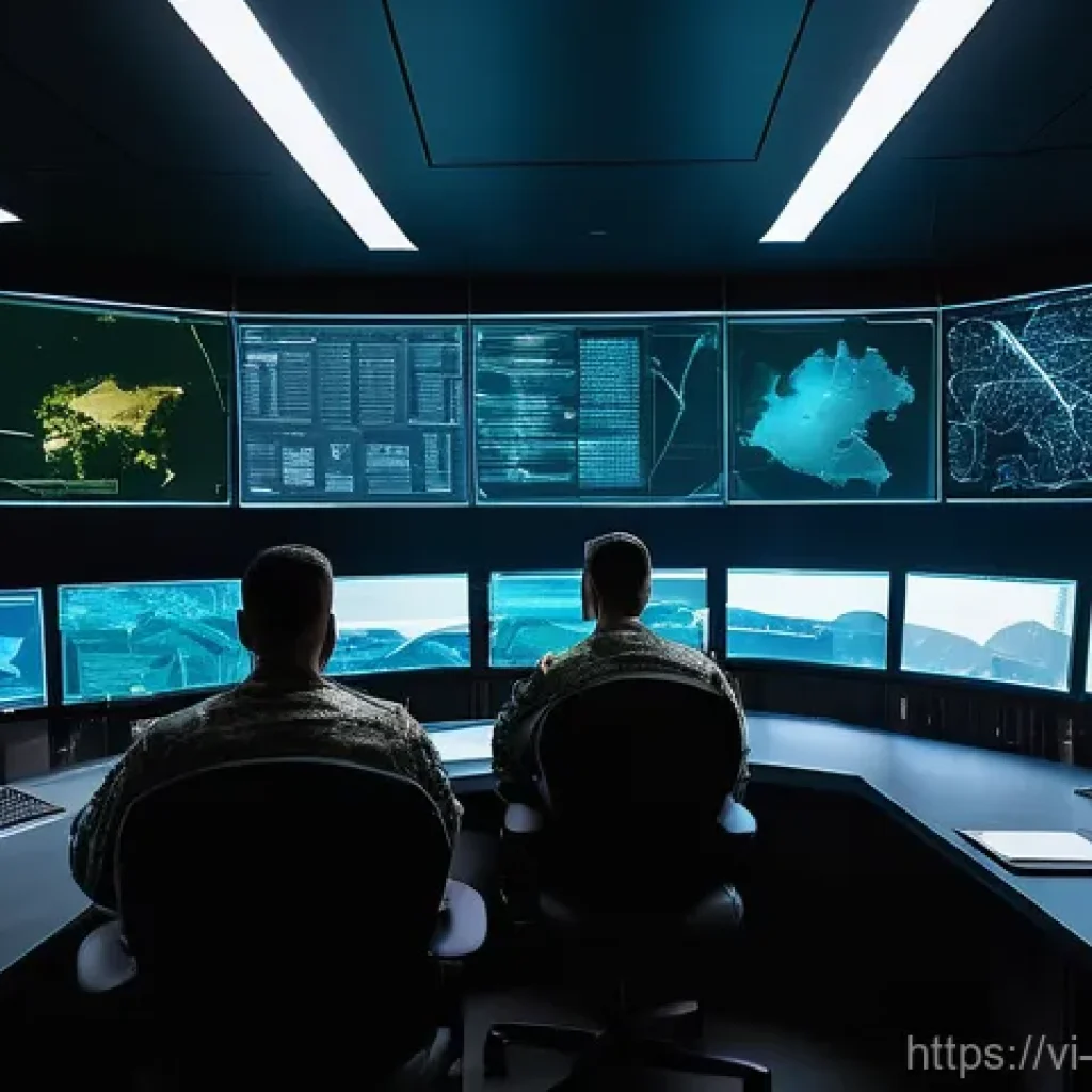 로봇 전쟁과 자동화 무기 - **AI-Powered Strategic Command Center**
    *   **Subject:** A high-tech, futuristic military comman...