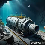 Home 13 해저 터널과 대륙 연결망 - A detailed cross-sectional view of a modern underwater tunnel construction site beneath the ocean fl...