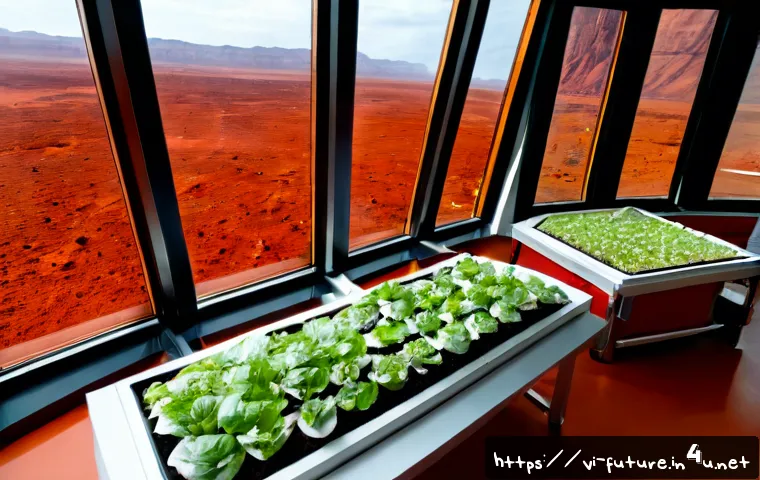 Home 15 우주 거주 가능성 - Photorealistic interior of a sustainable Mars habitat designed for long-term human living, Vietnames...
